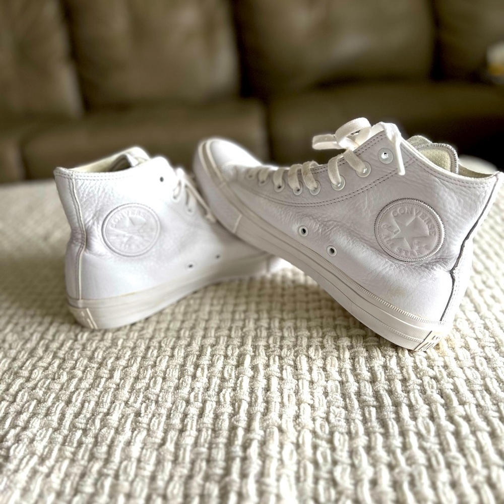 Converse Leather White High-Top Sneakers